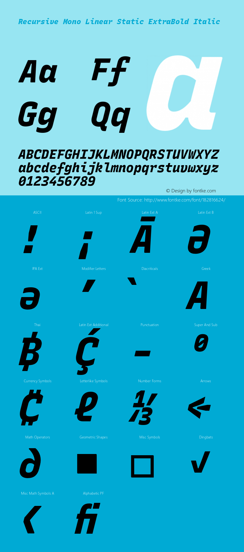 Recursive Mn Lnr St XBd Italic Version 1.084;hotconv 1.0.112;makeotfexe 2.5.65598图片样张