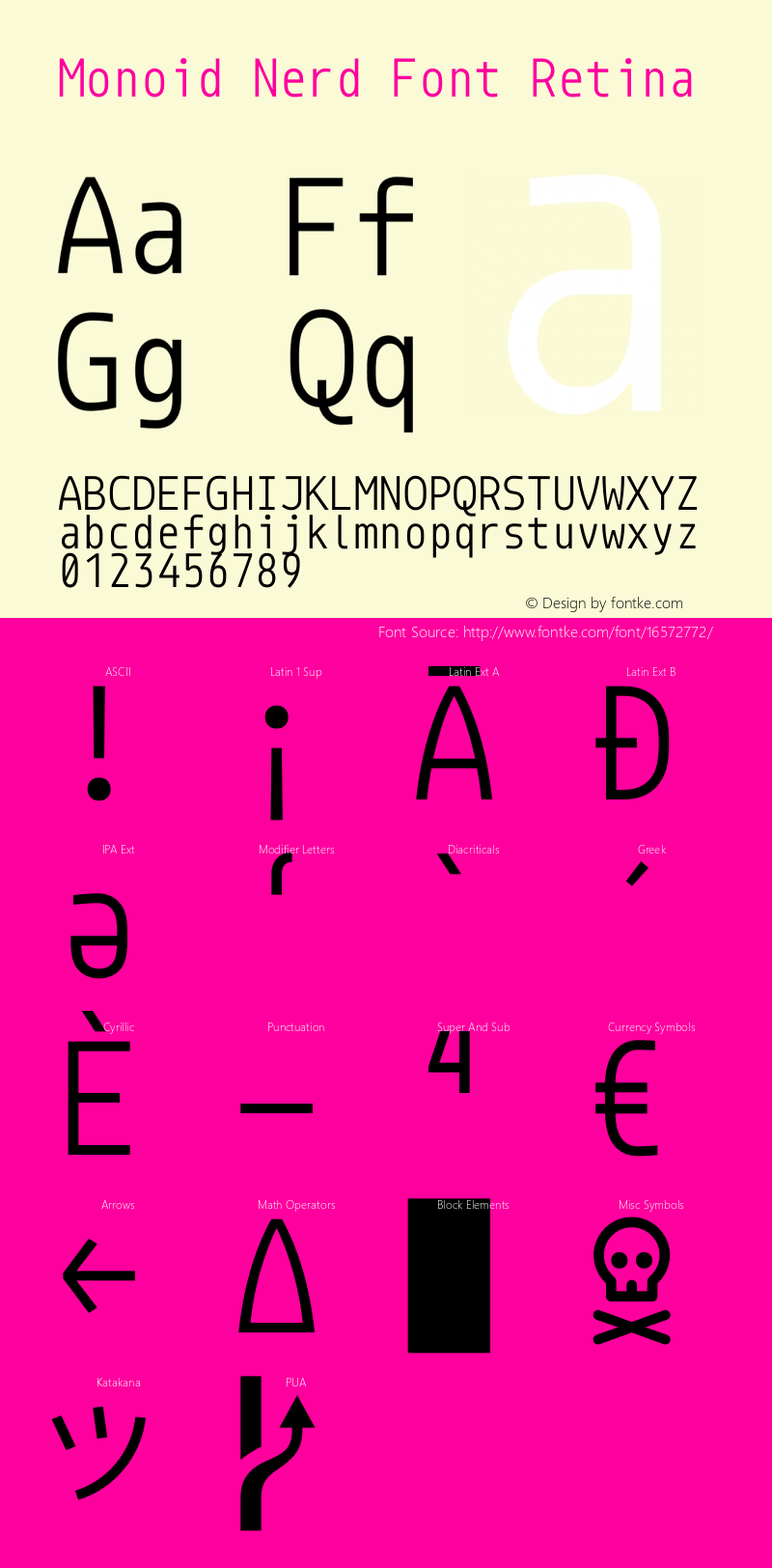 Monoid Nerd Font Retina Version 0.62;Nerd Fonts 0.8.图片样张