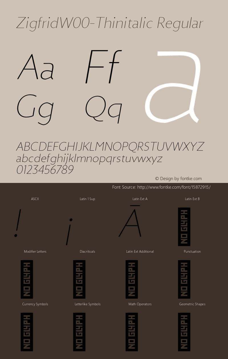 ZigfridW00-Thinitalic Regular Version 1.00图片样张