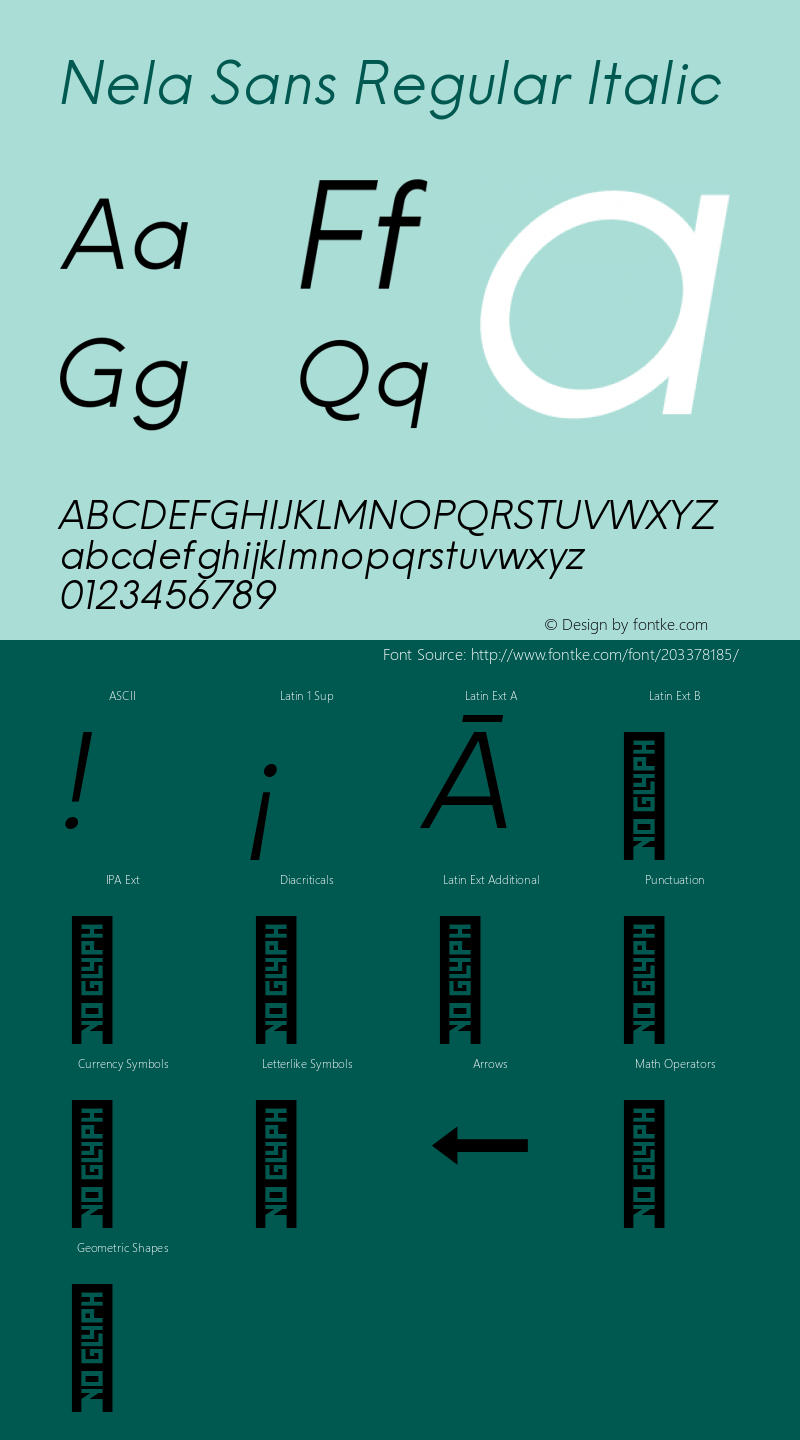 Nela Sans Regular Italic Version 1.000图片样张