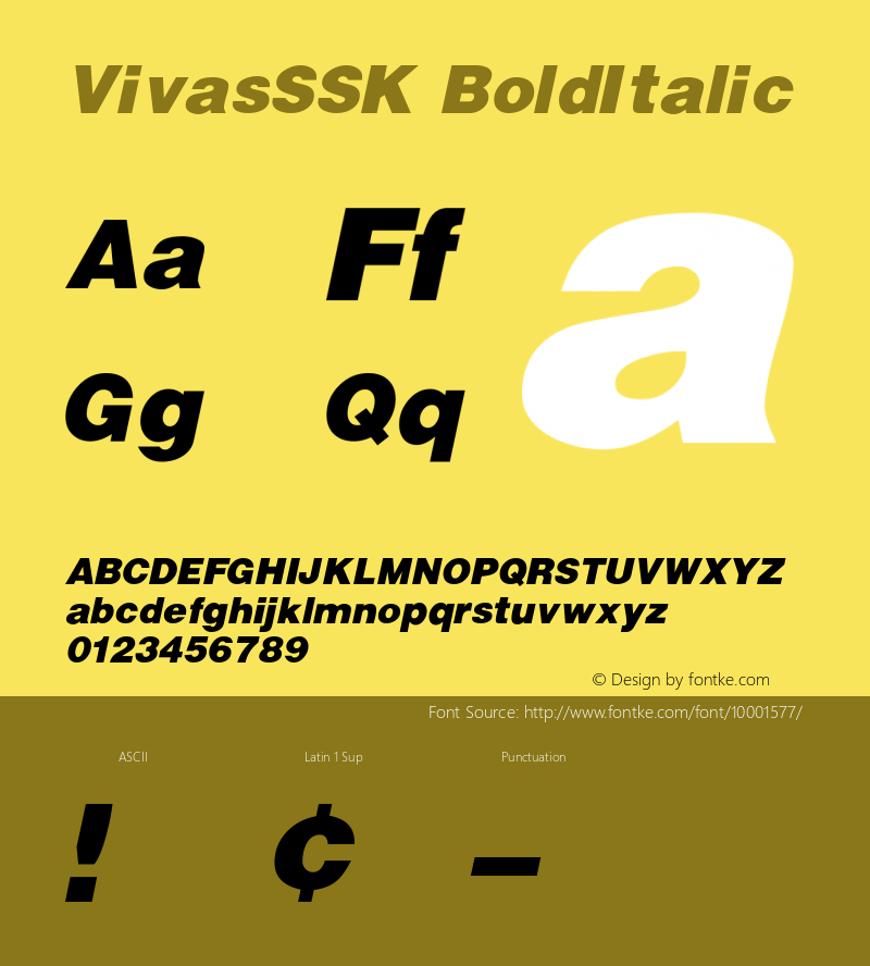 VivasSSK BoldItalic Macromedia Fontographer 4.1 8/14/95图片样张