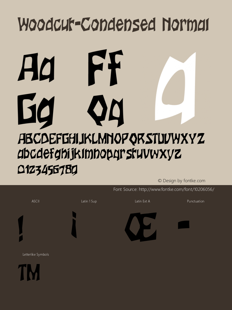 Woodcut-Condensed Normal Macromedia Fontographer 4.1 9/20/96图片样张