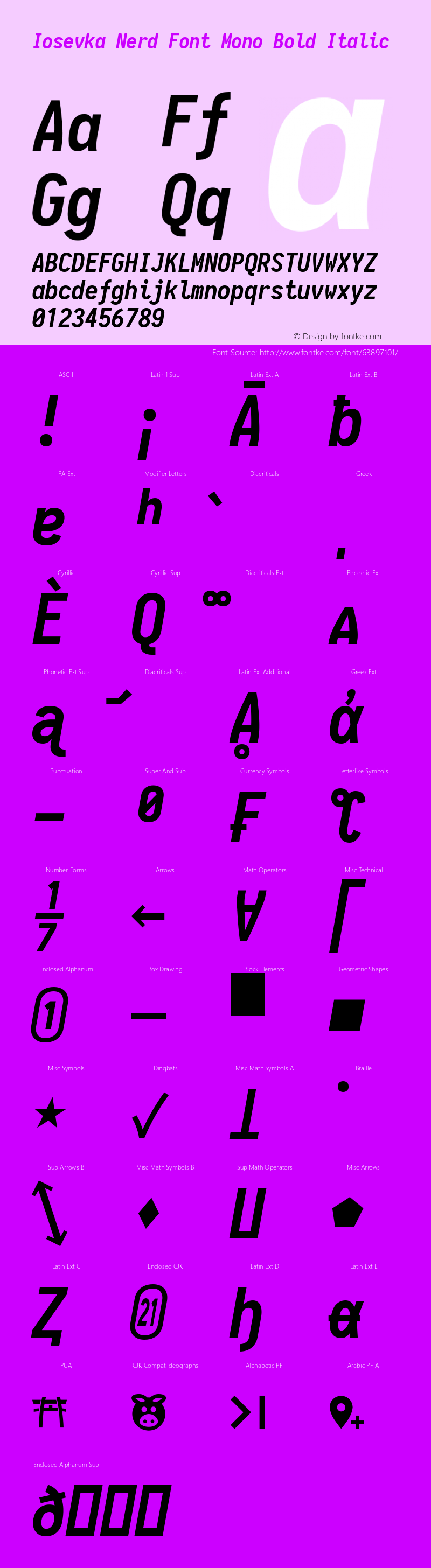 Iosevka Term Bold Italic Nerd Font Complete Mono 1.14.0; ttfautohint (v1.7.9-c794)图片样张