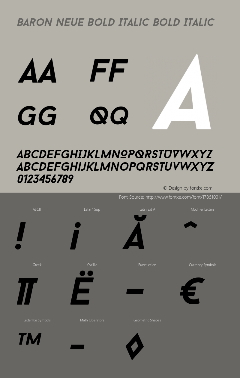 Baron Neue Bold Italic Bold Italic Version 1.000;PS 001.000;hotconv 1.0.70;makeotf.lib2.5.58329图片样张