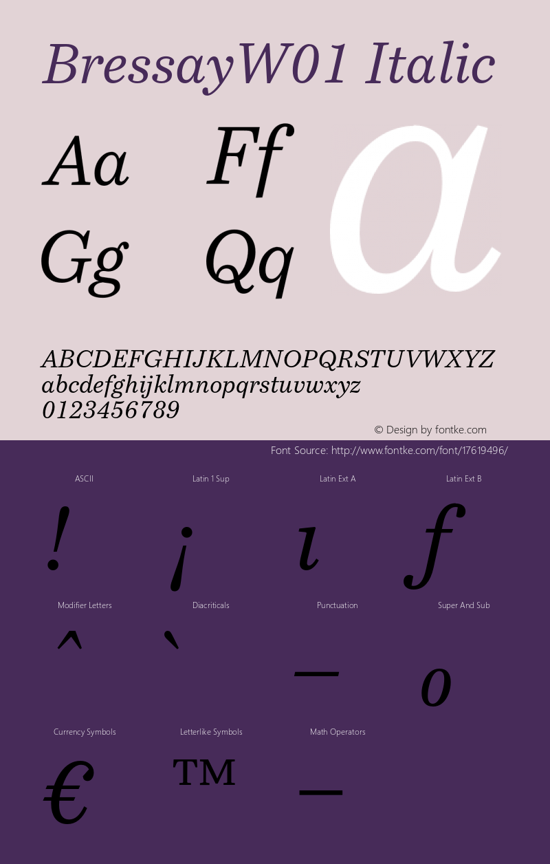 BressayW01 Italic Version 1.00图片样张