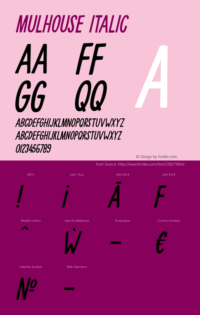 Mulhouse Italic Version 1.000图片样张