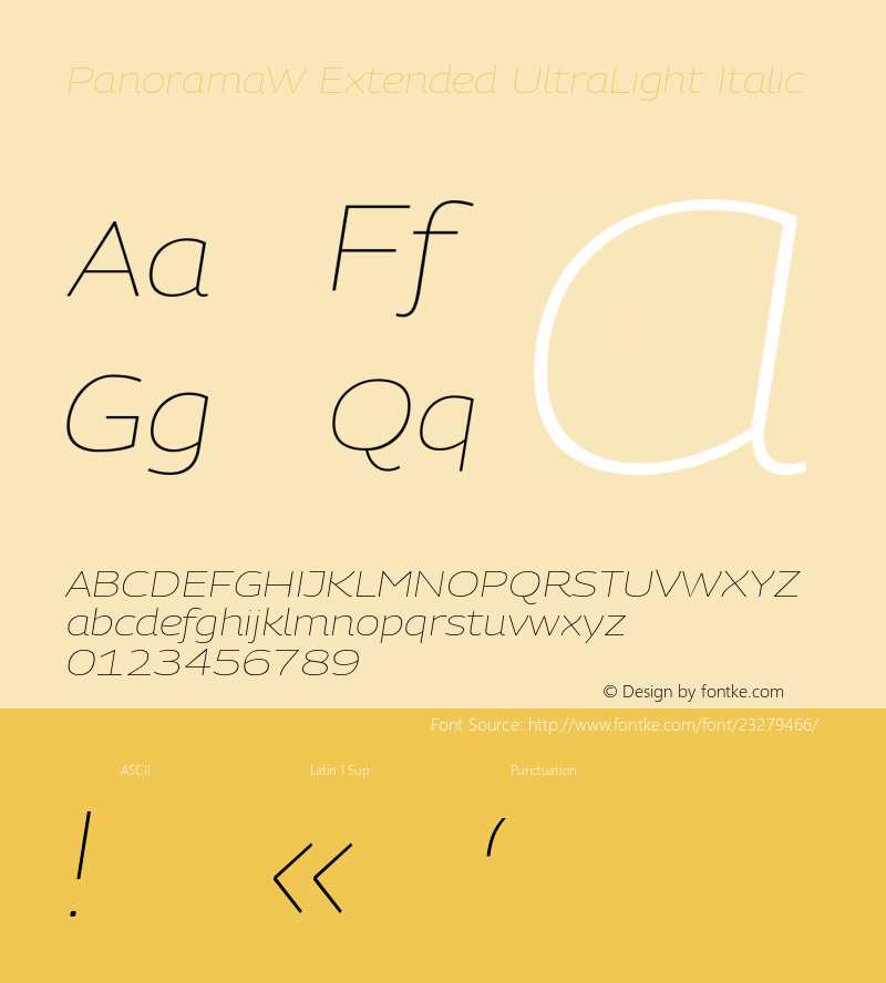 PanoramaW Extended UltraLight Italic Version 1.001;PS 1.1;hotconv 1.0.72;makeotf.lib2.5.5900; ttfautohint (v0.92) -l 8 -r 50 -G 200 -x 14 -w 