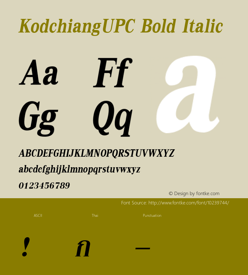 KodchiangUPC Bold Italic Version 2.20图片样张