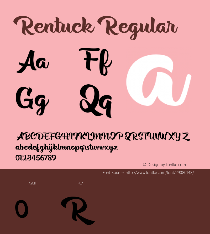 Rentuck Version 1.00;March 25, 2019;FontCreator 11.5.0.2430 64-bit图片样张