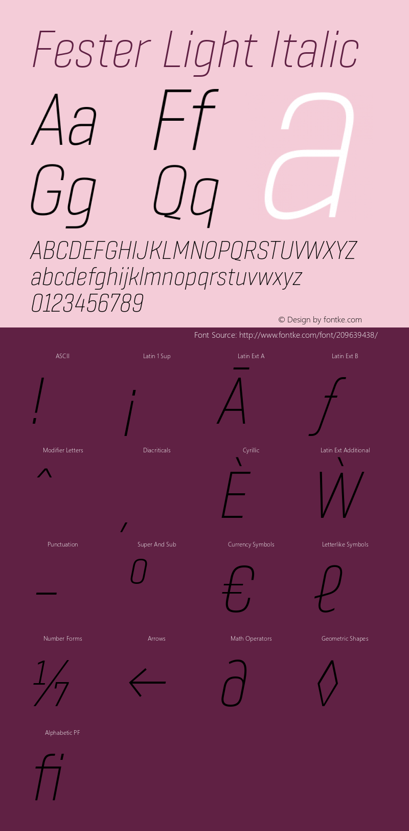 Fester Light Italic Version 1.000图片样张