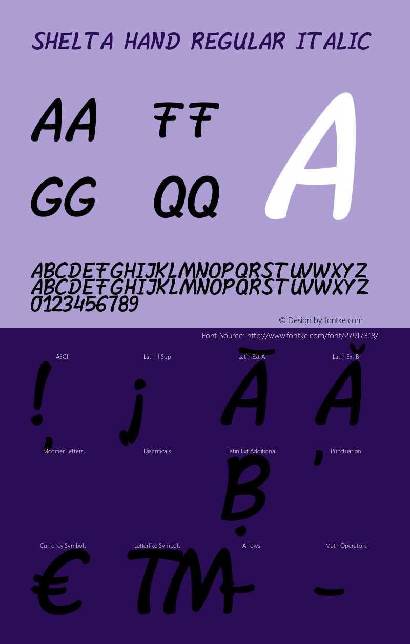 Shelta Hand Regular Italic Version 1.000;PS 001.000;hotconv 1.0.88;makeotf.lib2.5.64775图片样张