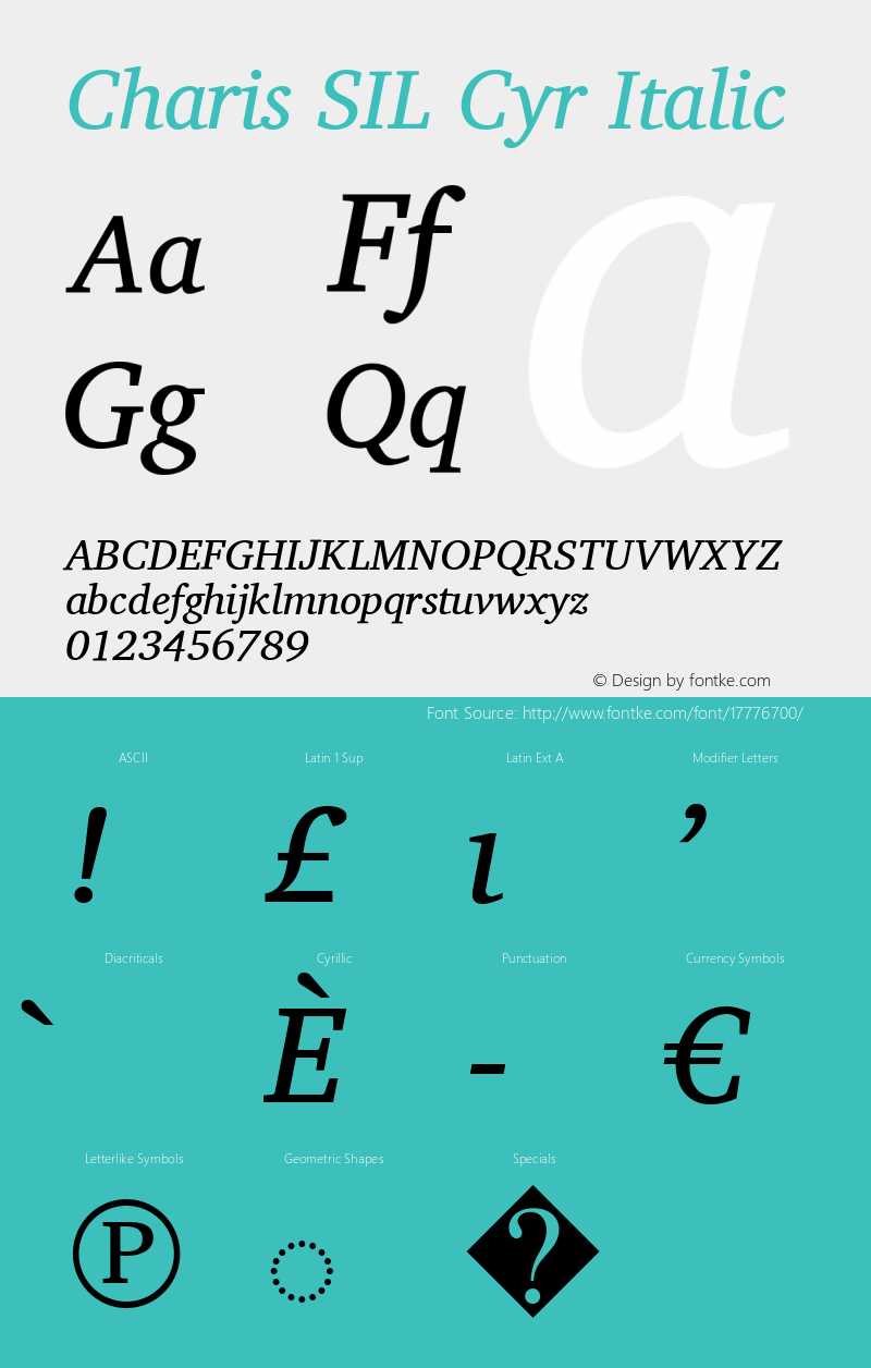 Charis SIL Cyr Italic Version 5.000图片样张