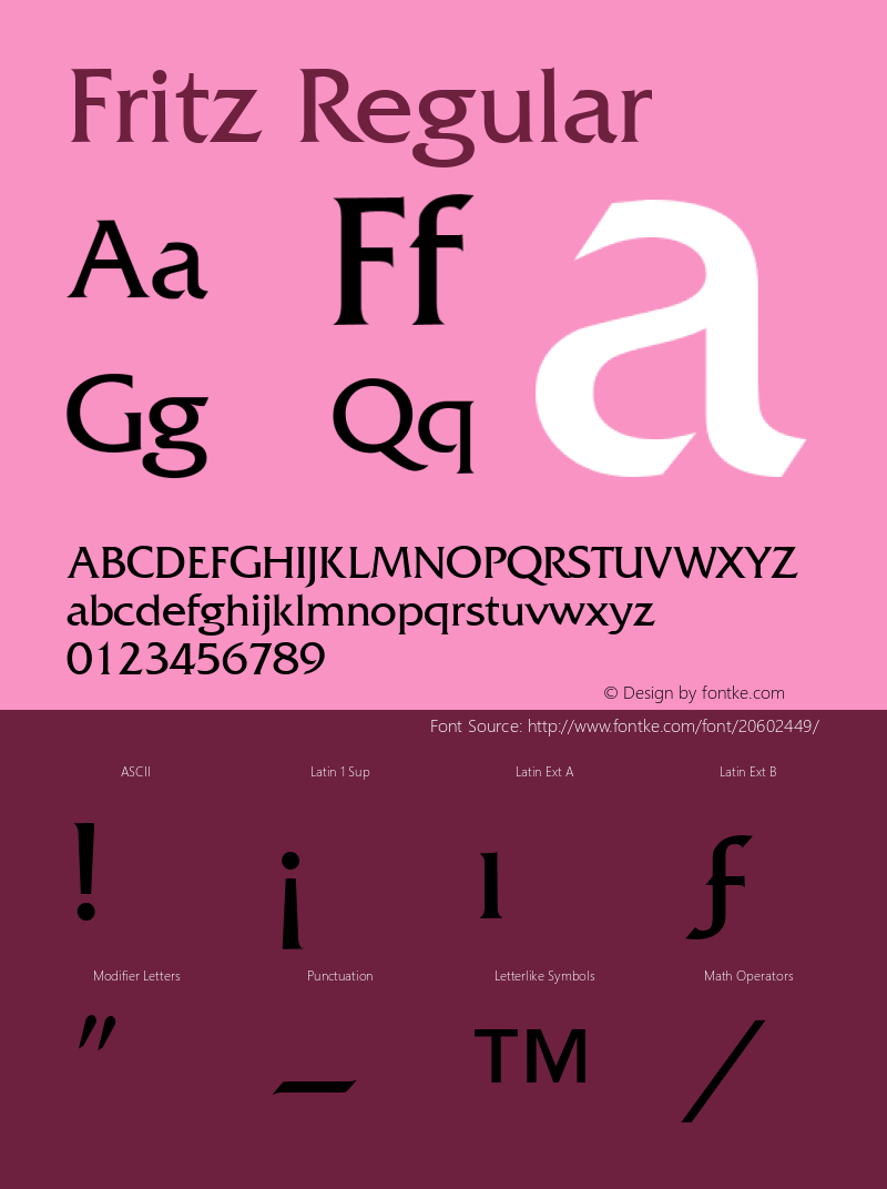 Fritz Regular Accurate Research Professional Fonts, Copyright (c)1995图片样张