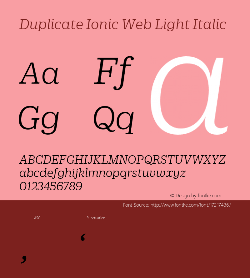 Duplicate Ionic Web Light Italic Version 1.1 2013图片样张