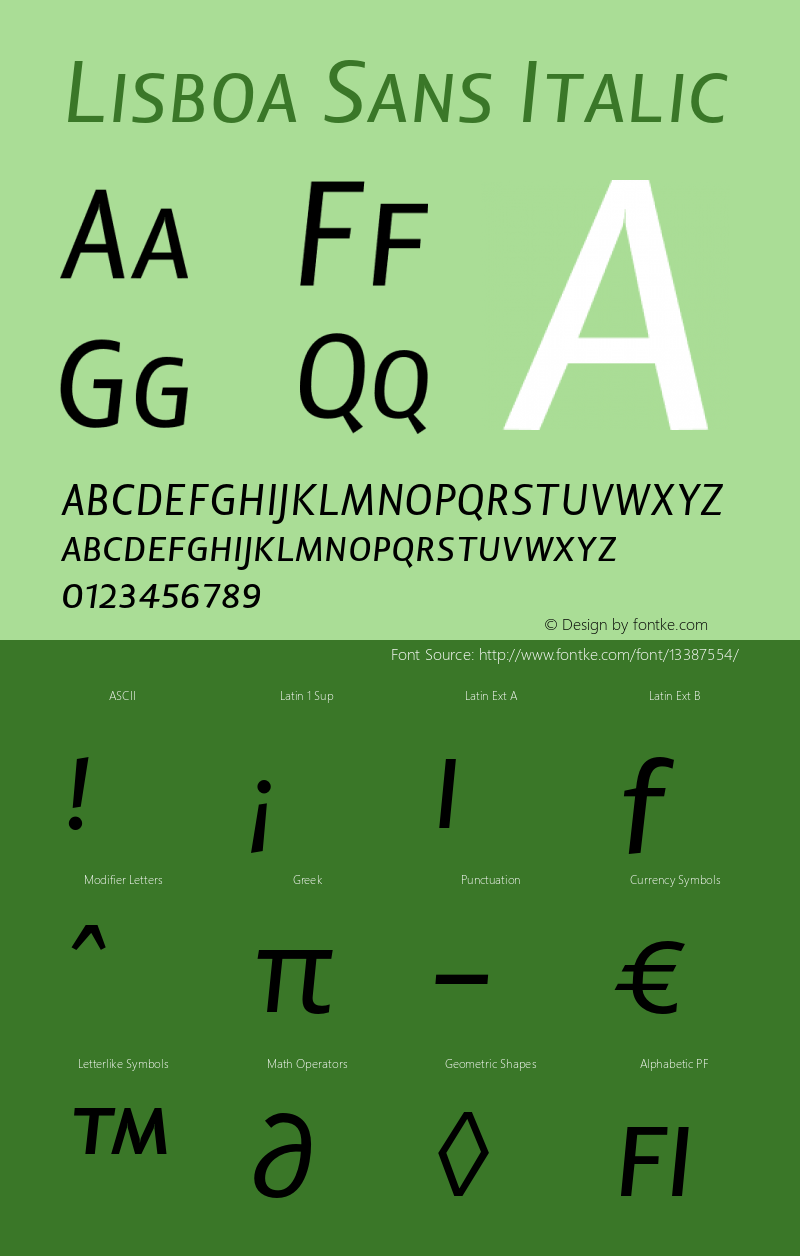 Lisboa Sans Italic Version 1.000;PS 001.000;hotconv 1.0.38图片样张