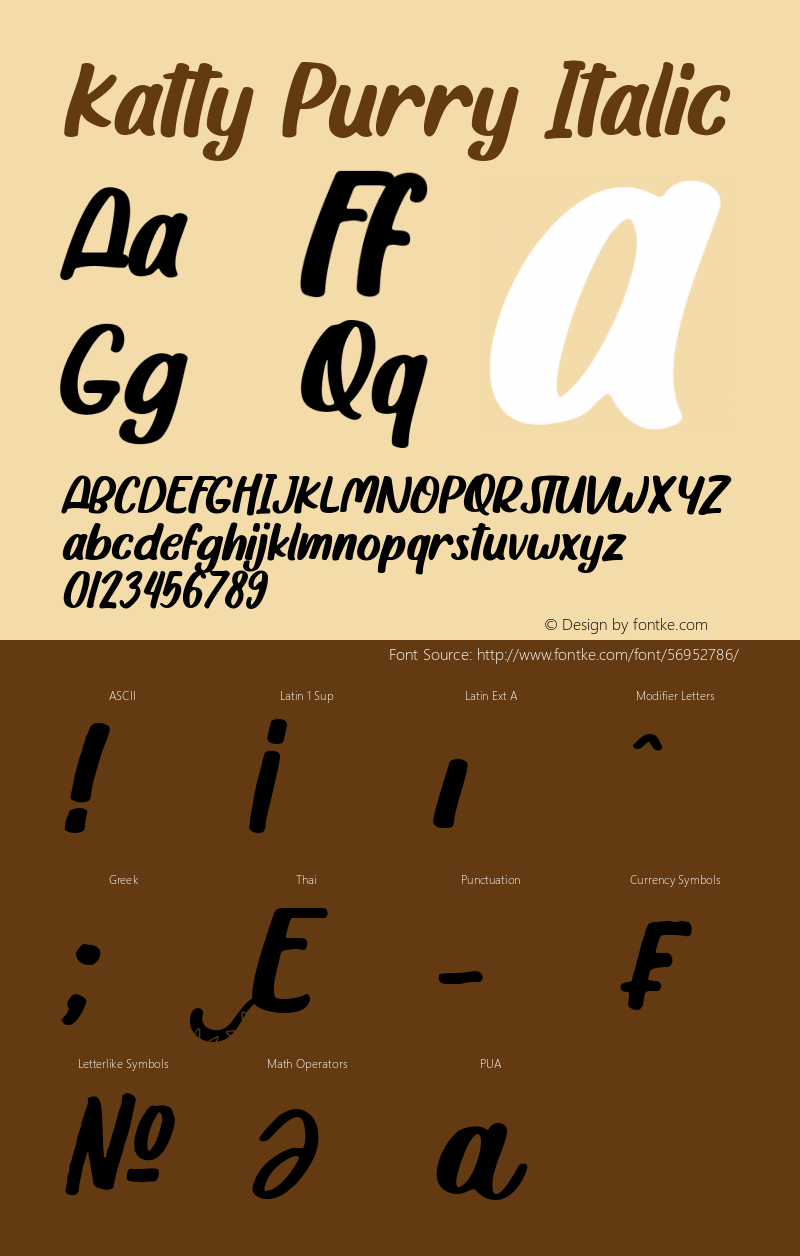 Katty Purry Italic Version 1.000图片样张