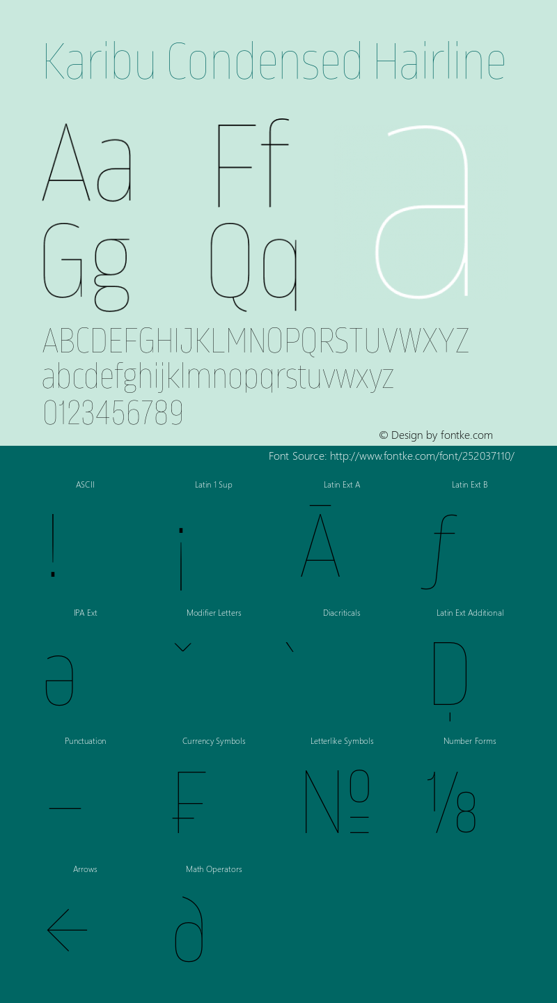 Karibu Condensed Hairline Version 1.000;PS 001.000;hotconv 1.0.88;makeotf.lib2.5.64775图片样张