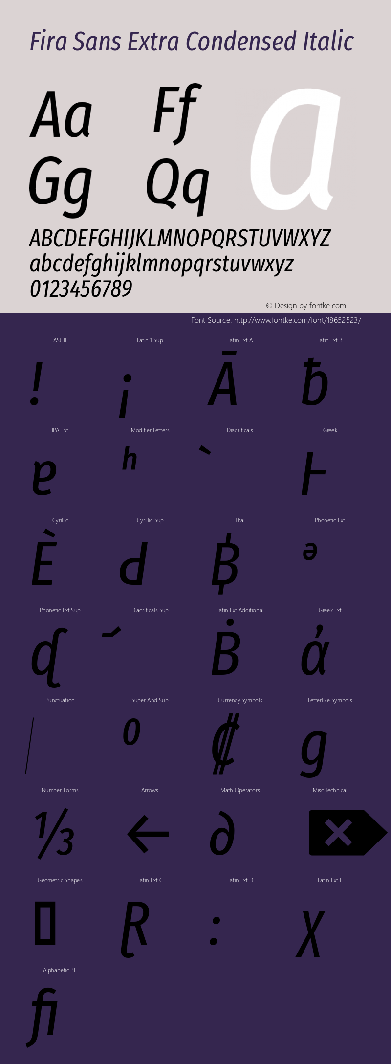 Fira Sans Extra Condensed Italic Version 4.203图片样张