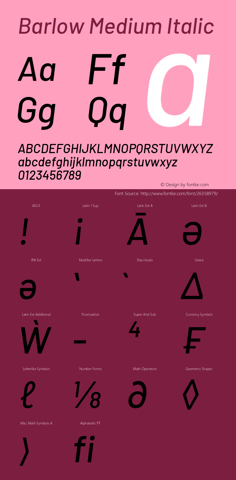 Barlow Medium Italic Version 1.403图片样张