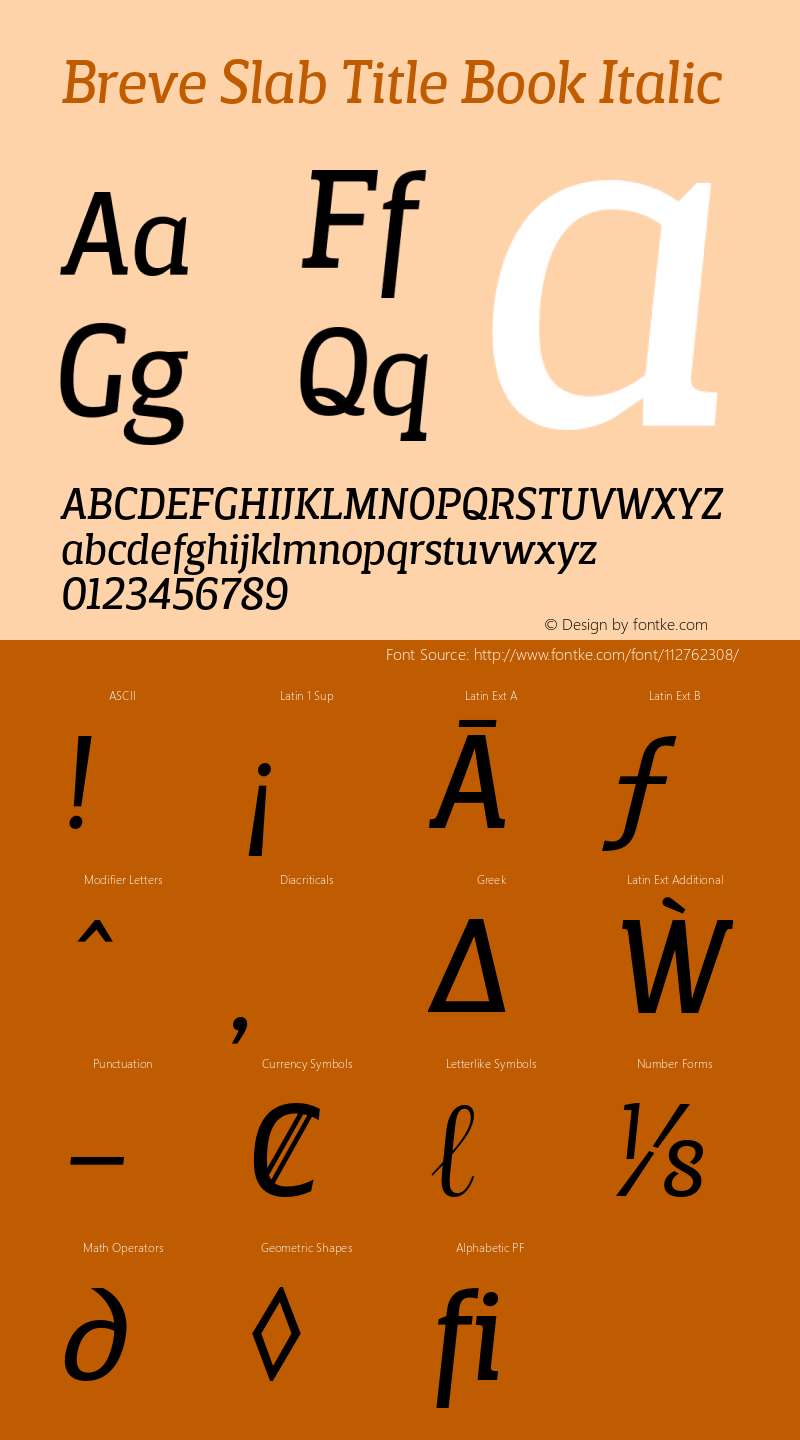 Breve Slab Title Book Italic Version 2.001;PS 002.001;hotconv 1.0.70;makeotf.lib2.5.58329图片样张