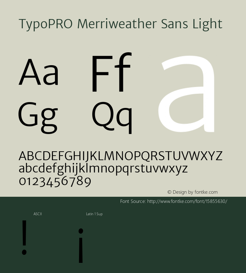 TypoPRO Merriweather Sans Light Version 1.003; ttfautohint (v0.93.8-669f) -l 7 -r 28 -G 0 -x 13 -w 