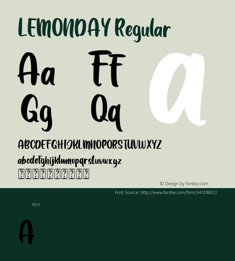 LEMONDAY Version 1.00;July 15, 2019;FontCreator 11.5.0.2430 64-bit图片样张