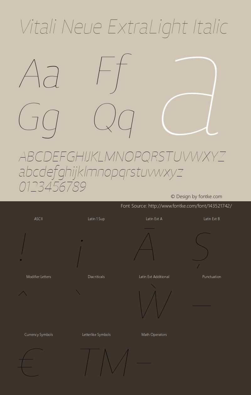 Vitali Neue ExtraLight Italic 1.000图片样张