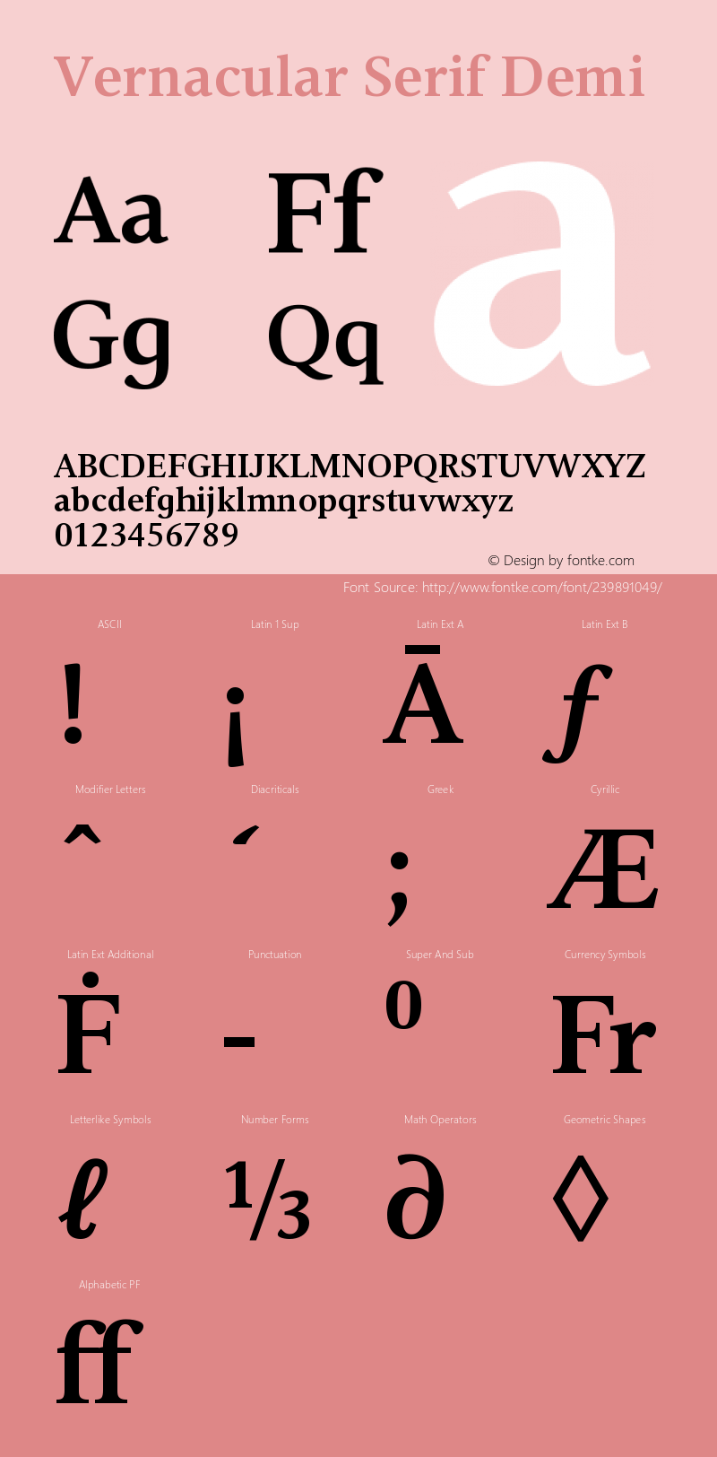 Vernacular Serif Demi Version 3.00; ttfautohint (v1.5)图片样张