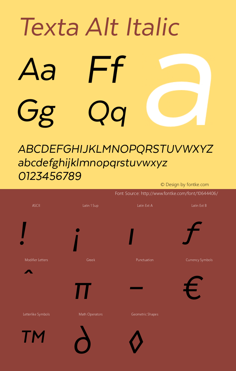 Texta Alt Italic Version 1.005图片样张