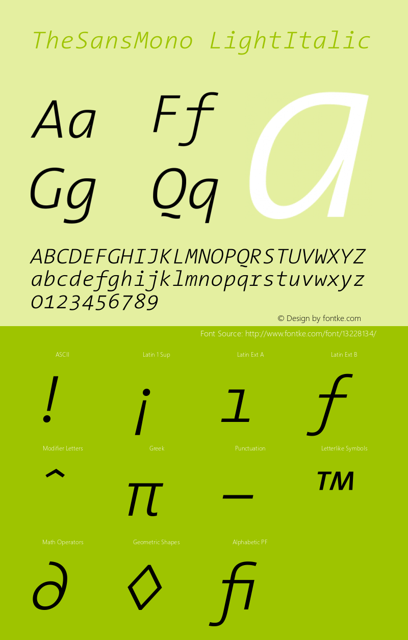 TheSansMono LightItalic Version 001.000图片样张
