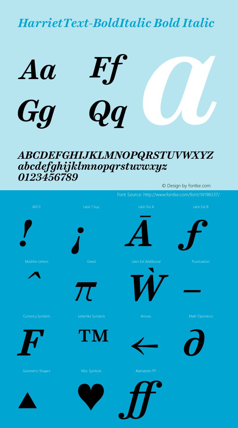 HarrietText-BoldItalic Bold Italic 1.005图片样张