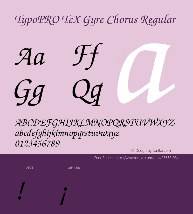 TypoPRO TeXGyreChorus-MediumItalic Version 2.003;PS 2.003;hotconv 1.0.49;makeotf.lib2.0.14853图片样张