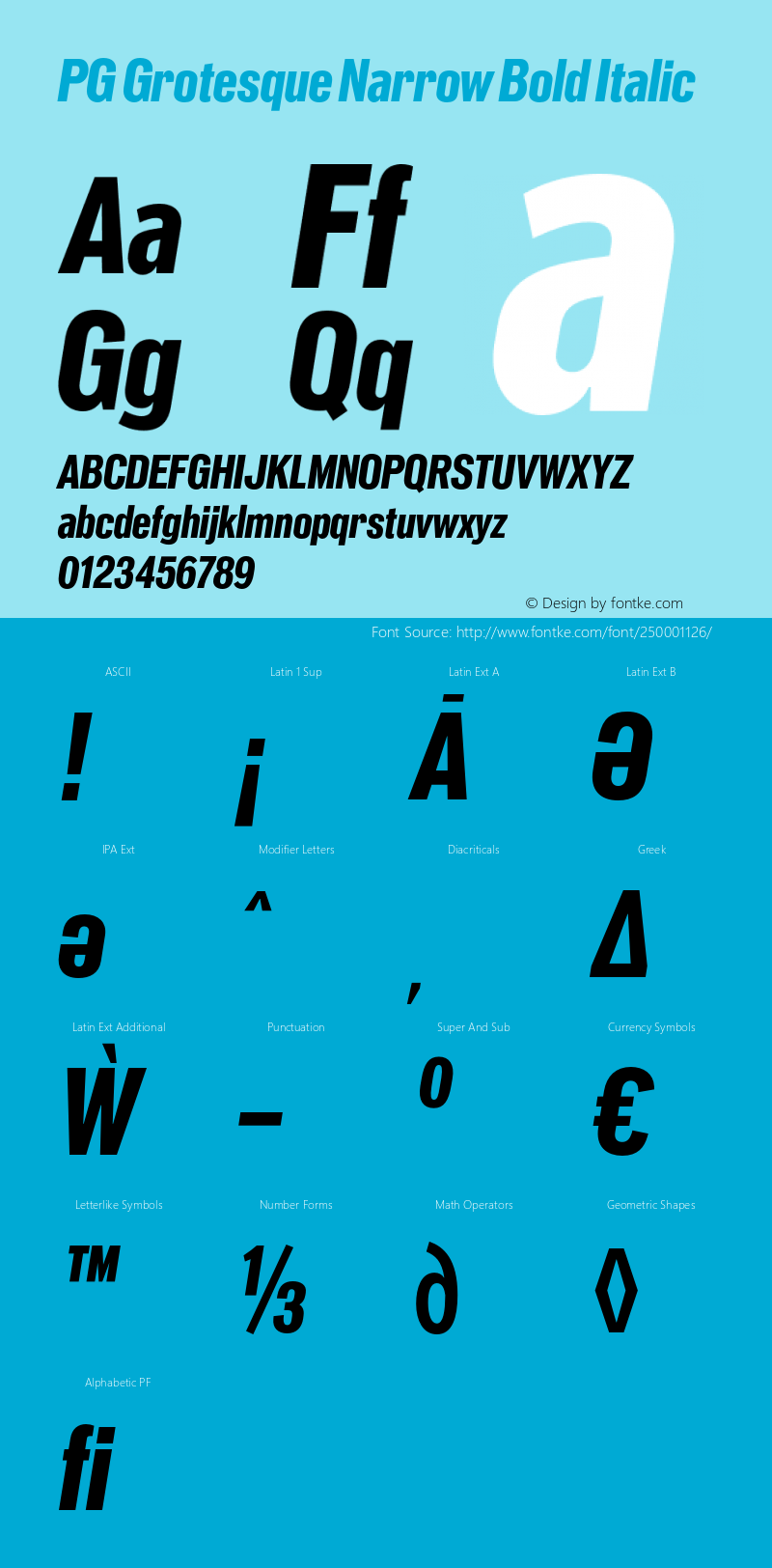 PG Grotesque Narrow Bold Italic Version 1.000;Glyphs 3.2 (3207)图片样张