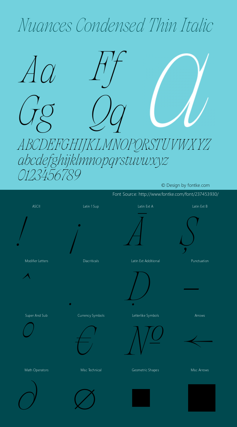 Nuances Condensed Thin Italic Version 1.001图片样张