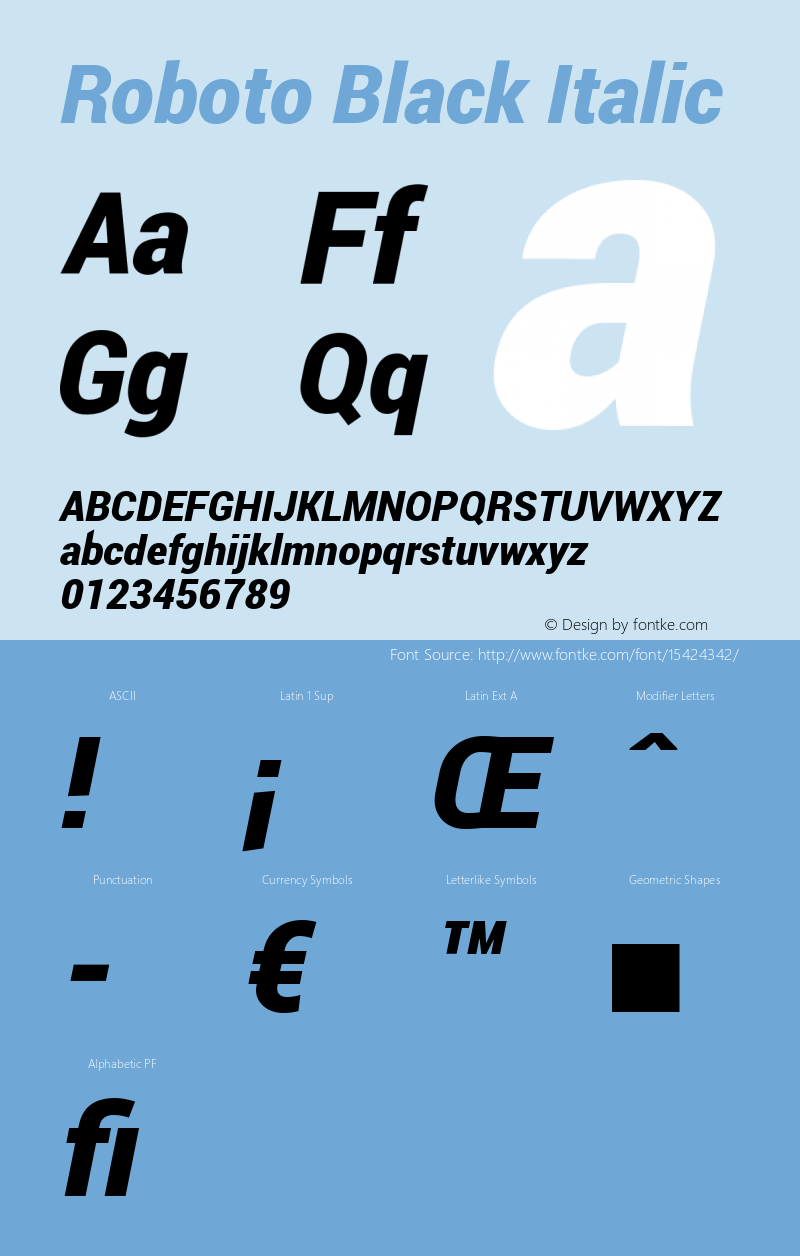 Roboto Black Italic Version 1.100141; 2013图片样张