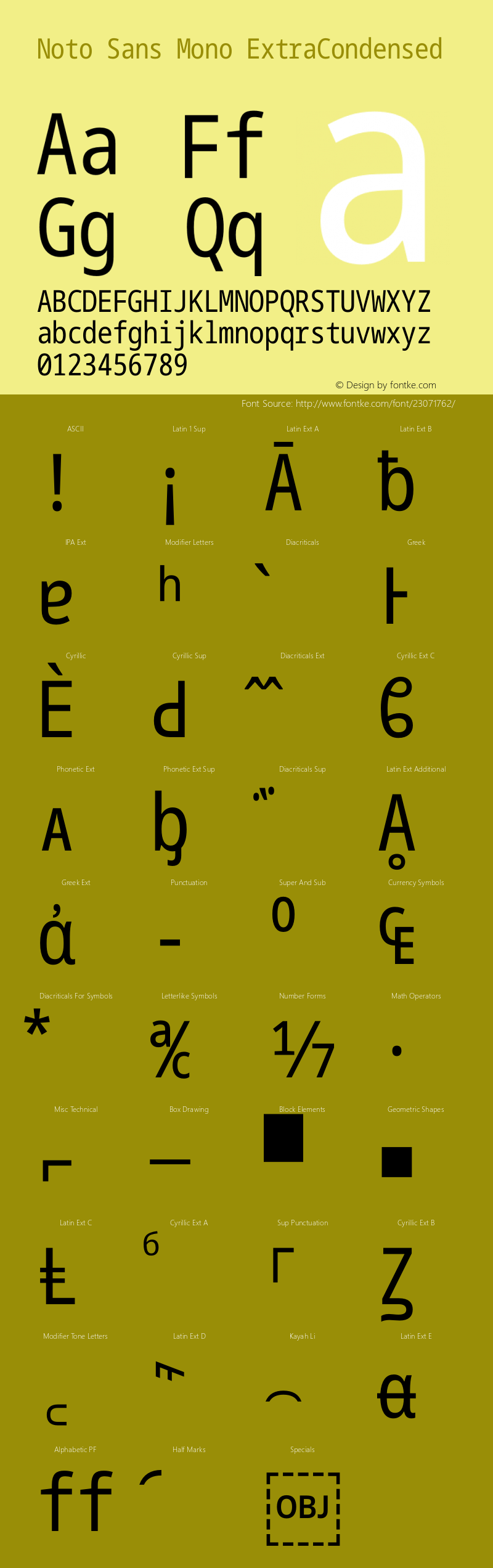 Noto Sans Mono ExtraCondensed Version 1.901图片样张