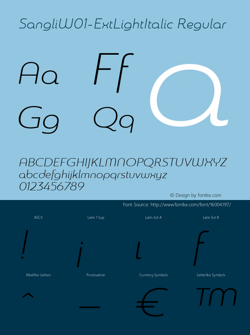 SangliW01-ExtLightItalic Regular Version 1.00图片样张