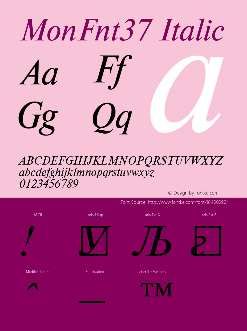 MonFnt37 Italic Version 1.00图片样张