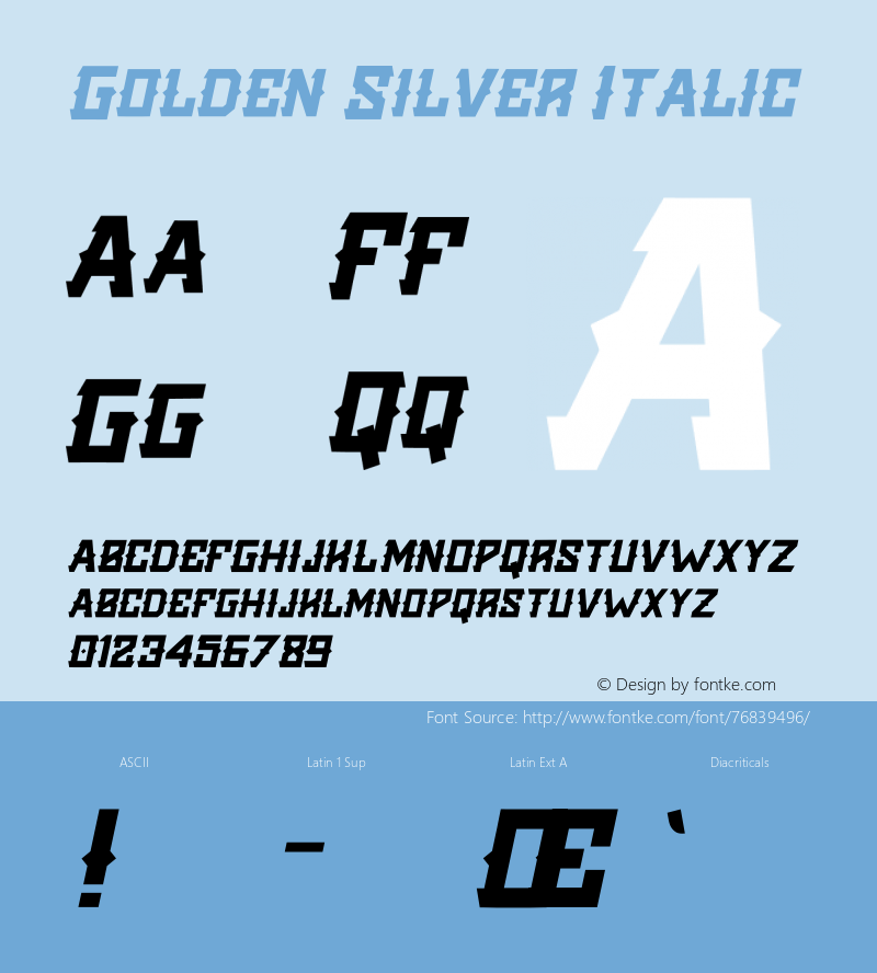 Golden Silver Italic Version 1.00;August 10, 2020;FontCreator 12.0.0.2563 64-bit图片样张