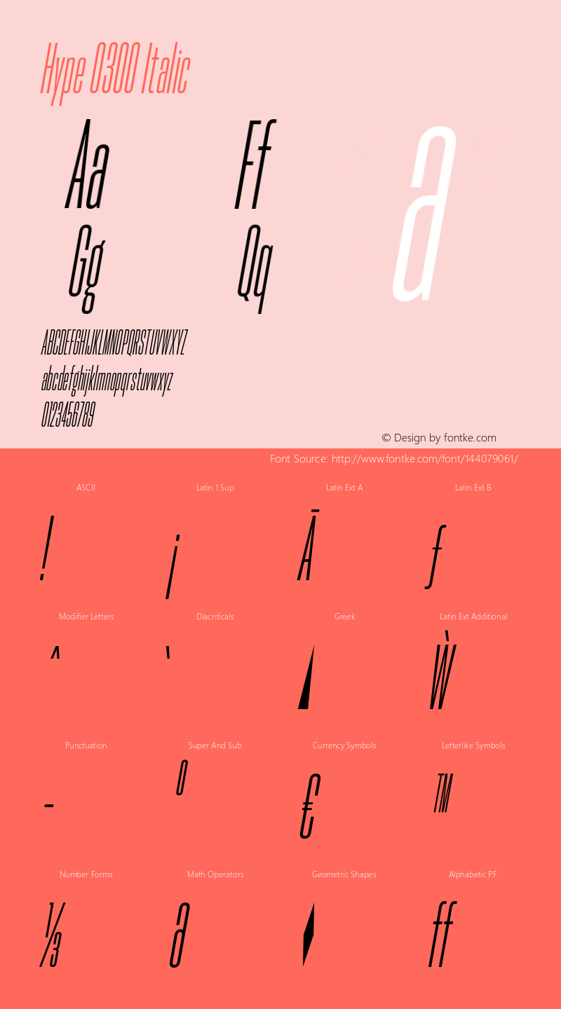 Hype 0300 Italic Version 1.000;hotconv 1.0.109;makeotfexe 2.5.65596图片样张