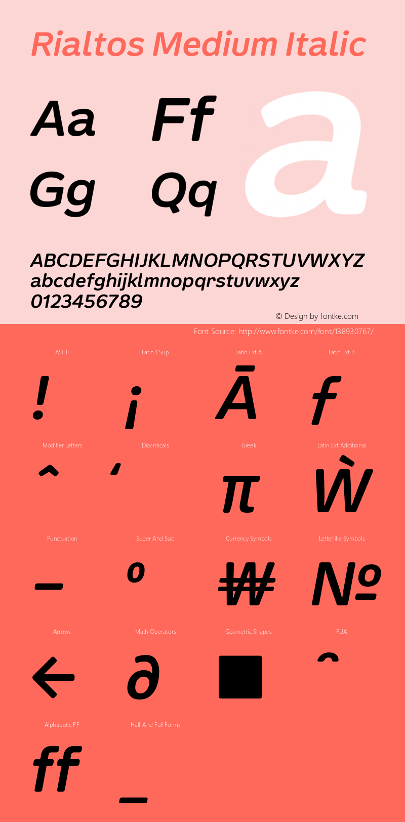 Rialtos Medium Italic Version 1.000 | wf-rip DC20200820图片样张