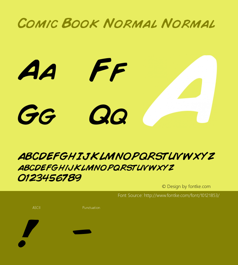 Comic Book Normal Normal Macromedia Fontographer 4.1 8/3/00图片样张