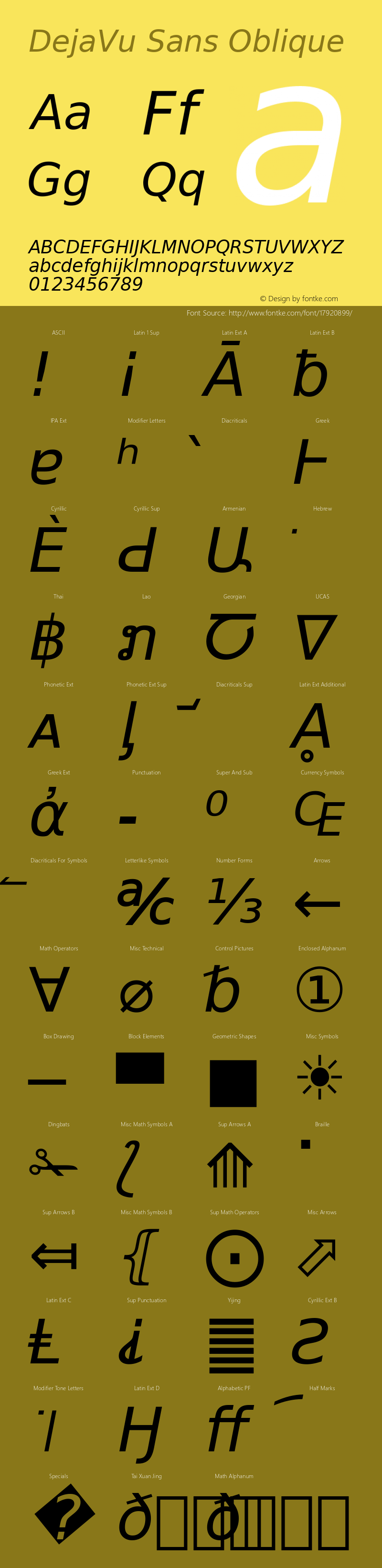 DejaVu Sans Oblique Version 2.29图片样张