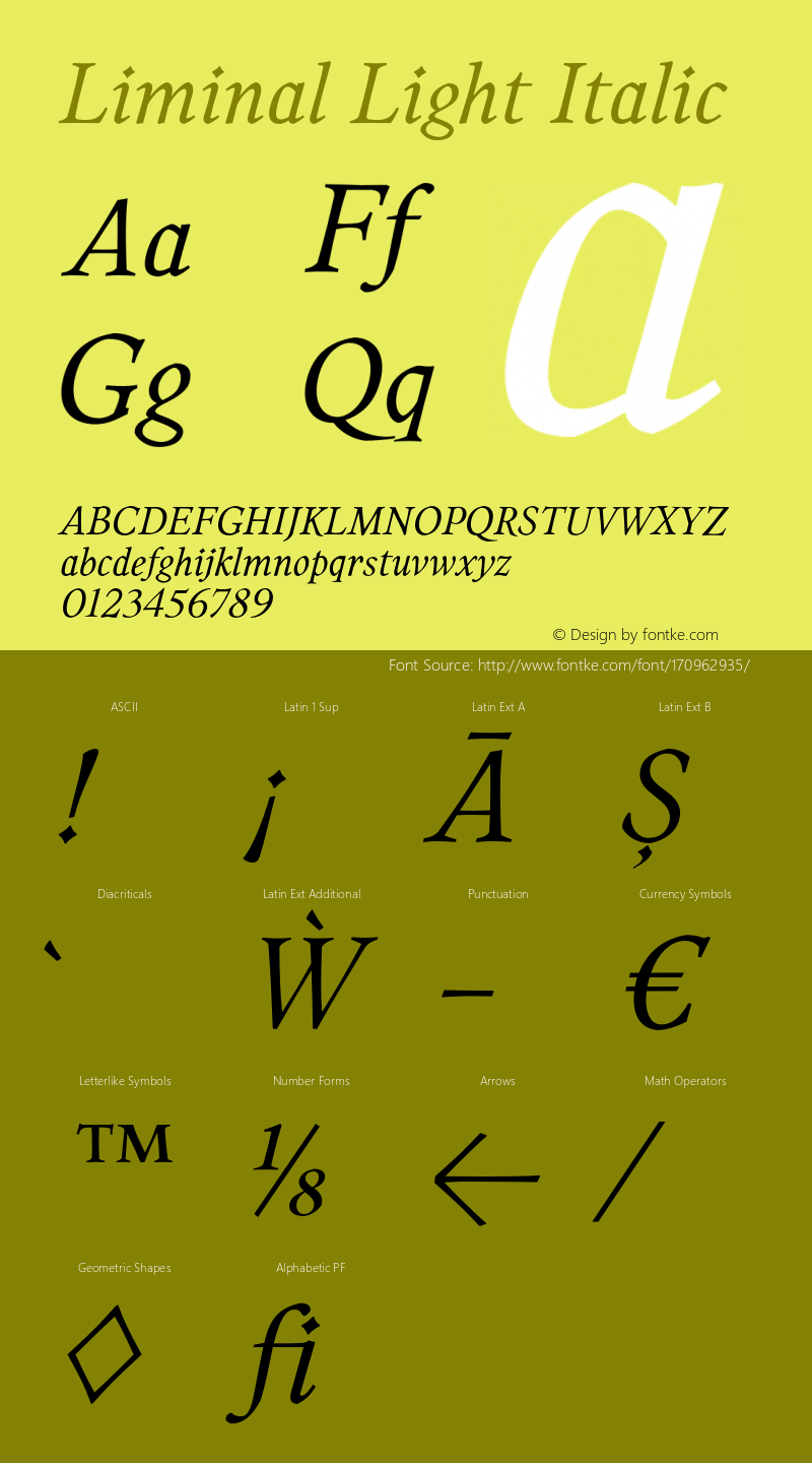 Liminal Light Italic Version 1.001;PS 001.001;hotconv 1.0.70;makeotf.lib2.5.58329图片样张