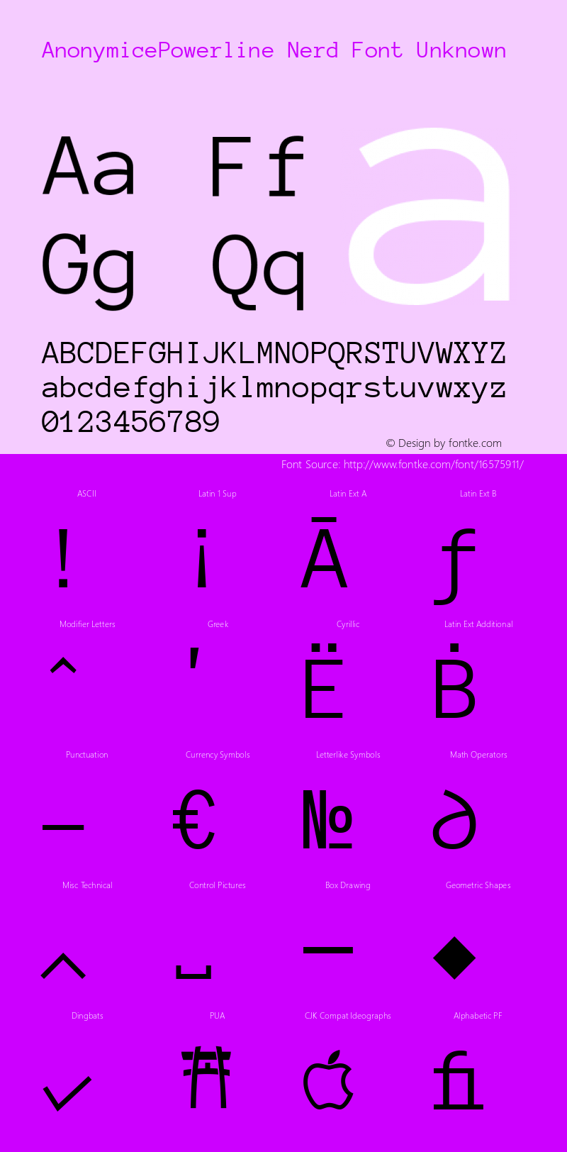 AnonymicePowerline Nerd Font Unknown Version 1.002图片样张