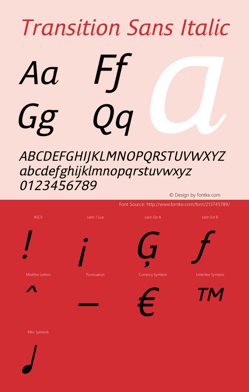Transition Sans Italic Version 1图片样张