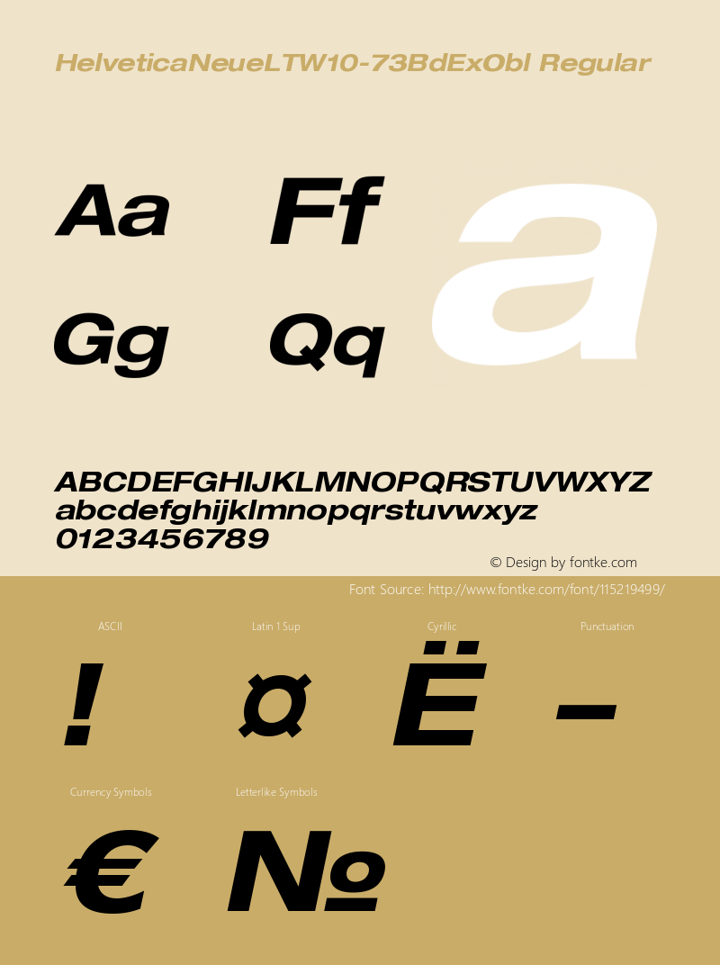 Helvetica Neue LT W10 73BdExObl Version 2.00图片样张