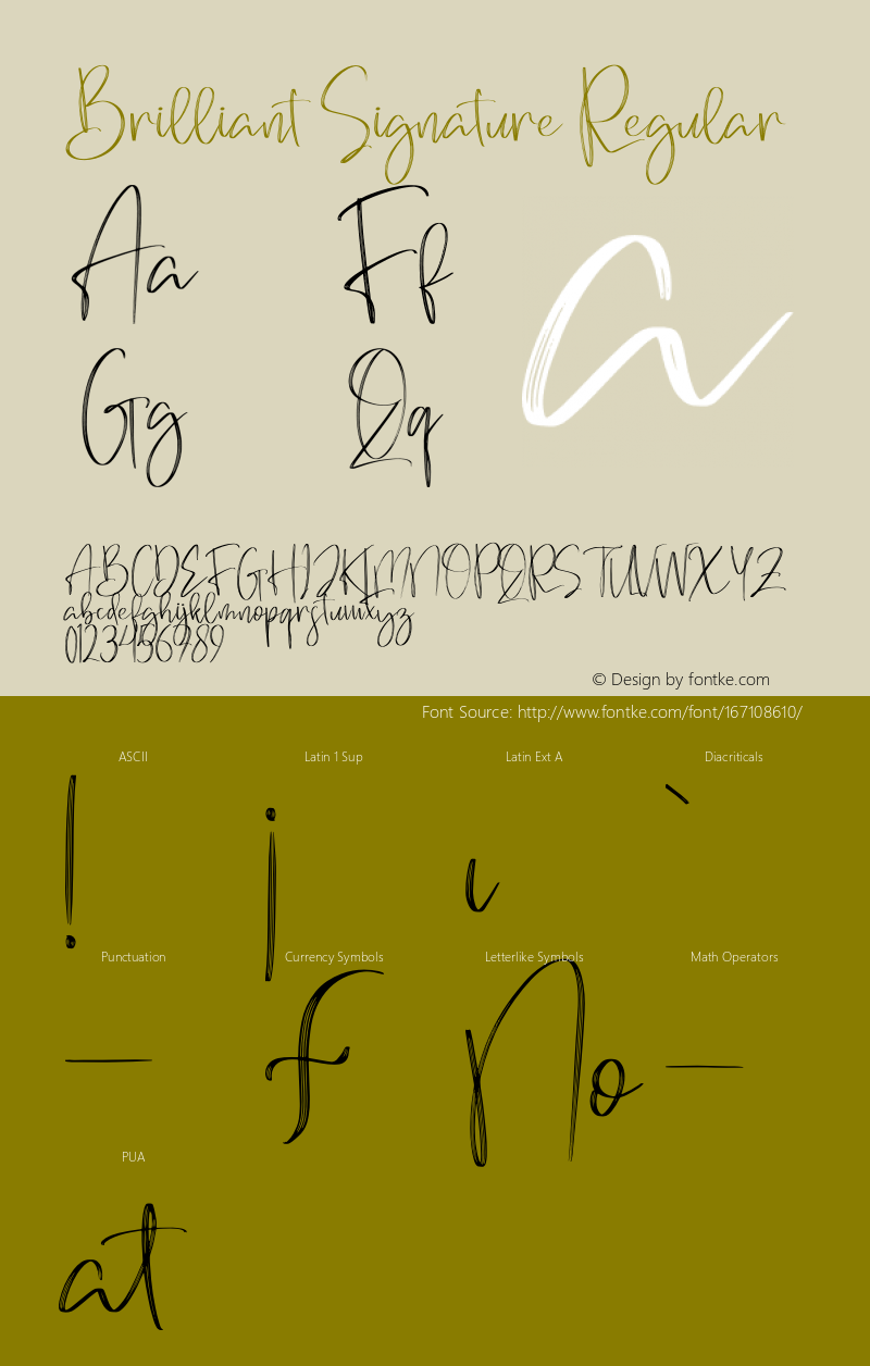 Brilliant Signature Version 1.00;April 27, 2021;FontCreator 13.0.0.2683 64-bit图片样张