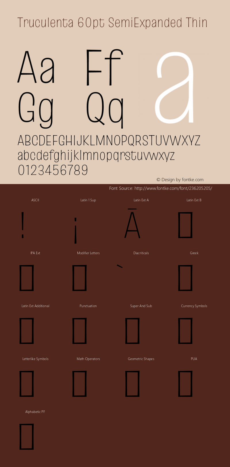 Truculenta 60pt SemiExpanded Thin Version 1.002图片样张