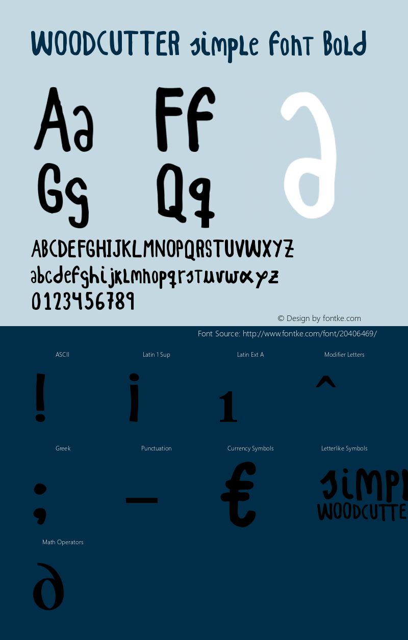 WOODCUTTER simple font Bold Version 1.00 February 25, 2014, initial release图片样张